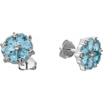 Blautopas Ohrstecker Silber 925 nat. Sky Blue Topase weiße nat. Zirkone 