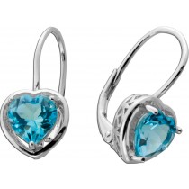 Blautopas Herz Ohrringe Silber 925 nat. Sky Blue Topase 2.54ct
