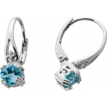 Blautopas Ohrringe Silber 925 nat. Sky Blue Topase weiße nat. Zirkone