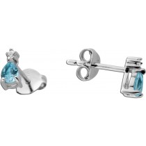 Blautopas Ohrstecker Silber 925 nat. Sky Blue Topase weiße Zirkone