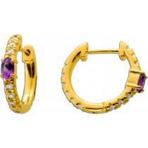 Amethyst Creolen Silber 18K vergoldet nat. Amethyste weiße nat. Zirkone