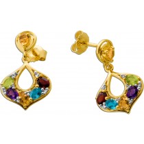 Citrin Ohrstecker Silber vergoldet nat. Amethyst Topas Peridot Granat Blautopas
