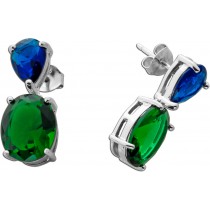 Zirkonia Ohrringe Silber 925 blaue grüne Zirkonia Steine