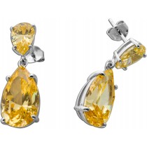 Zirkonia Ohrringe Silber 925 gelbe Zirkonia Steine