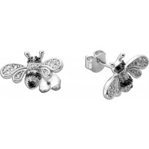 Bienen Ohrringe Silber 925 schwarze weisse Zirkonia Steine