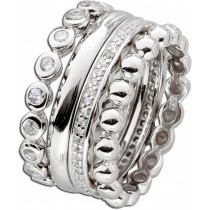 Ring Set 4-teilig Sterling Silber 925 Zirkonia Designer Ring Set Silberringset Zirkoniaringe Damenringe _1