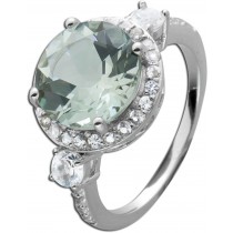 Grüner Amethyst Ring Edelstein Silber runder grüner Edelstein 3