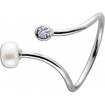 Offener Ring Süsswasserzuchtperle weiß Ring Silber 925 Zirkoniaschmuck 1