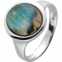 Edelsteinring Silber 925 grün blauer Labradorit 
