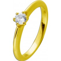 Solitärring Silber 925 vergdoldet Zirkonia 0.25ct Verlobungsring