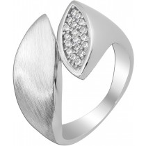 Zirkoniaring  Silber 925 weiße Zirkonia mattiert