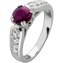 Rubin Ring Silber 925 roter Edelstein weiße Topase 