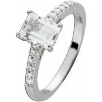 Topas Ring Silber 925 weißer Edelstein weiße Zirkonia Steine