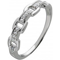 Kettenring Silber 925 weiße Zirkonia poliert