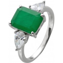 Damenring Silber 925 grüne weisse Zirkonia