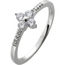 Damenring Silber 925 Blütendesign weiße Zirkonia