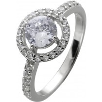 Damenring Silber 925 weiße Zirkonia Steine Brillantlook