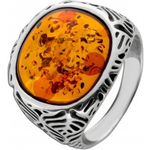 Bernstein Ring Silber 925 cognac brauner Edelstein