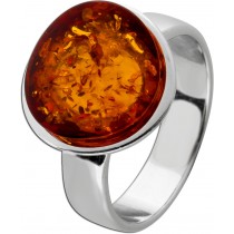 Bernstein Ring Silber 925 cognac brauner Edelstein
