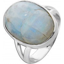 Mondstein Ring Silber 925 Regenbogen Edelstein 10ct