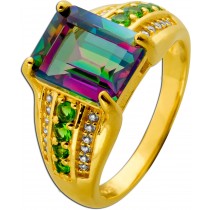 Topas Ring Silber 925 vergoldet Mystic Topas Chromdiopsid Zirkon Edelsteine