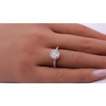 Mondstein Ring Silber vergoldet nat Regenbogen Mondstein weisse Zirkonia