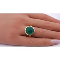 Onyx Ring Silber vergoldet nat grüner Onyx Edelstein 14ct