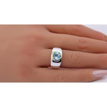 Blautopas Ring Silber 925 nat Sky Bluetopas Edelstein 2.35ct