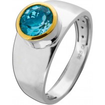 Blautopas Ring Silber 925 nat Sky Bluetopas Edelstein 2.35ct