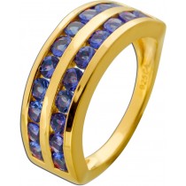 Tansanit Ring Silber vergoldet nat Tansanit Edelsteine 2.2ct