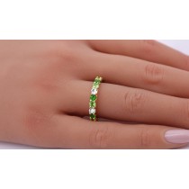 Memoire Ring Silber vergoldet nat grüner Amethyst Peridot Chromdiopsit 3ct.