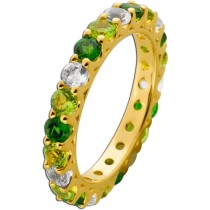 Memoire Ring Silber vergoldet nat grüner Amethyst Peridot Chromdiopsit 3ct.