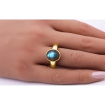 Labradorit Ring Silber vergoldet nat Labradorit Edelstein 4.5ct