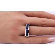 Saphir Memoire Ring Silber 925 nachtblaue Saphir Edelsteine 3ct