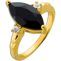 Onyx Ring Silber 18K Gold vergoldet nat. Onyx 2.14ct nat. Topase