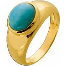 Larimar Ring Silber 925 vergoldet blauer Natur Larimar 4ct