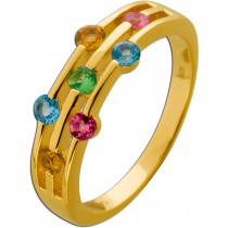 Citrin Ring Silber 925 vergoldet nat. Sky Swiss Blautopas Turmalin Tsavorit 0.7ct