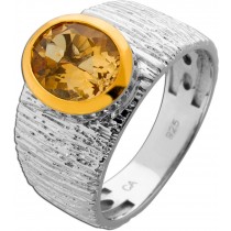 Citrin Ring Silber 925 vergoldet Natur Citrin 2.4ct weiße Natur Zirkone