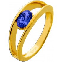 Tansanit Ring Silber vergoldet blauer Natur Tansanit 0.80ct
