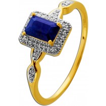 Saphir Ring Silber vergoldet nat. Saphir 0.8ct behandelt nat weisse Topase