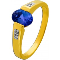 Tansanit Ring Silber vergoldet nat. Tansanit 1.2ct nat weisse Topase 