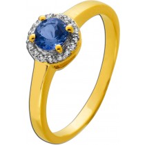 Tansanit Ring Silber vergoldet nat. Tansanit 0.50ct nat weisse Topase 