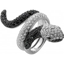 Schlangen Ring Silber 925 schwarze weisse Zirkonia Steine