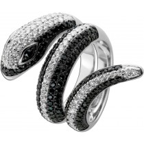 Schlangen Ring Silber 925 schwarze weiße Zirkonia Steine
