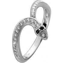 Schlangen Ring Silber 925 schwarze weisse Zirkonia Steine
