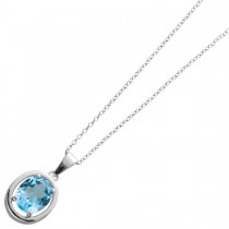 Blautopas Collier Ankerkette Silber 925 Edelstein