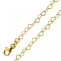 Herzkette Silber 925 Gelbgold vergoldet Breite 3mm Halskette