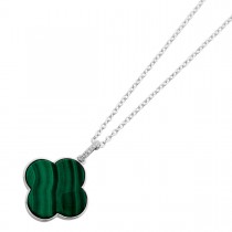 Malachit Topas Kleeblatt Kette Silber 925 Natur Edelsteine
