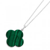 Malachit Kleeblatt Topas Kette Silber 925 natürliche Edelsteine