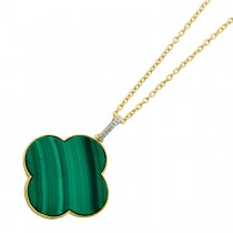 Malachit Topas Kleeblatt Kette Silber vergoldet natürliche Edelsteine